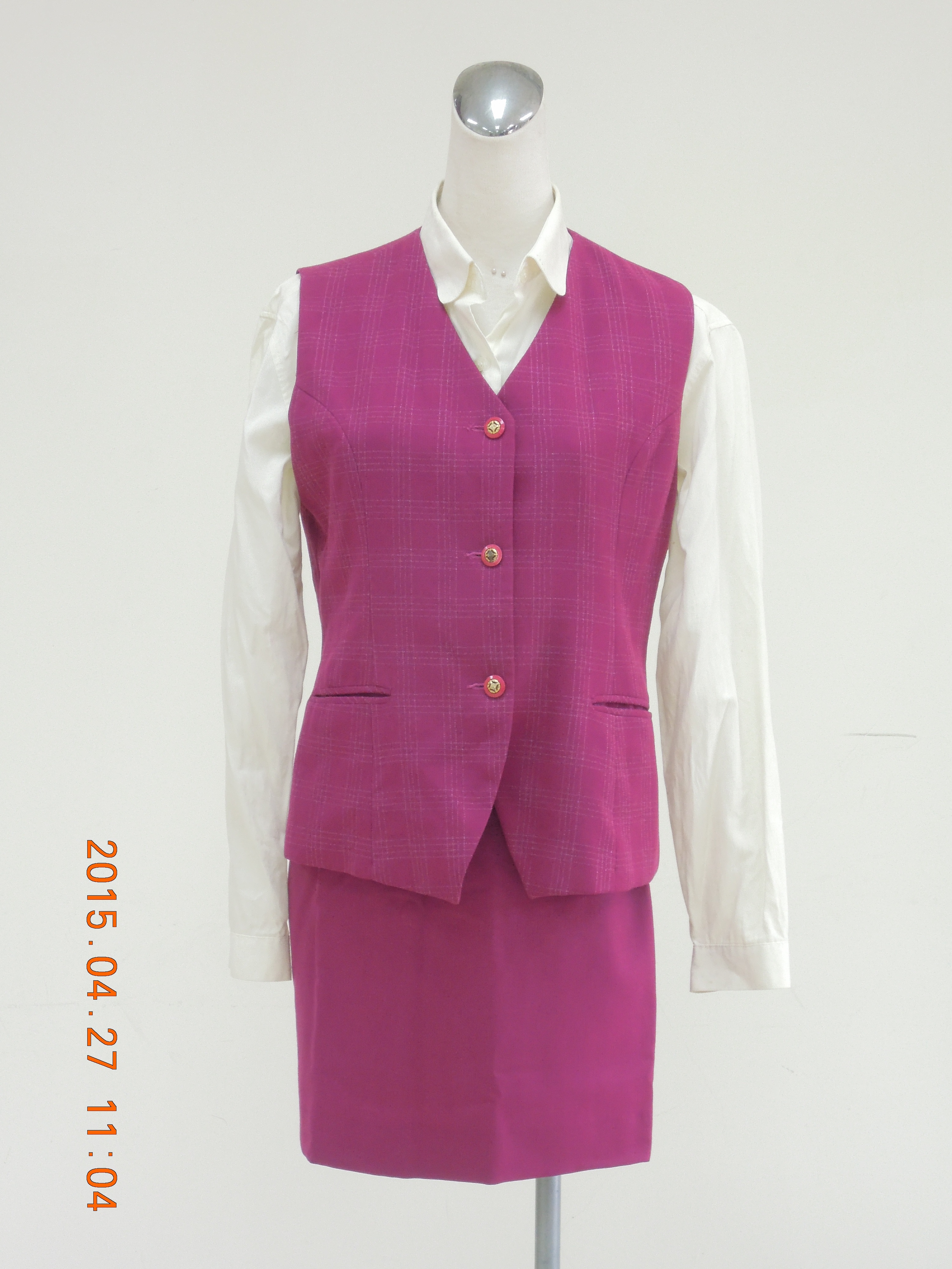 收費員制服之80至89年代冬季紫紅色套裝1